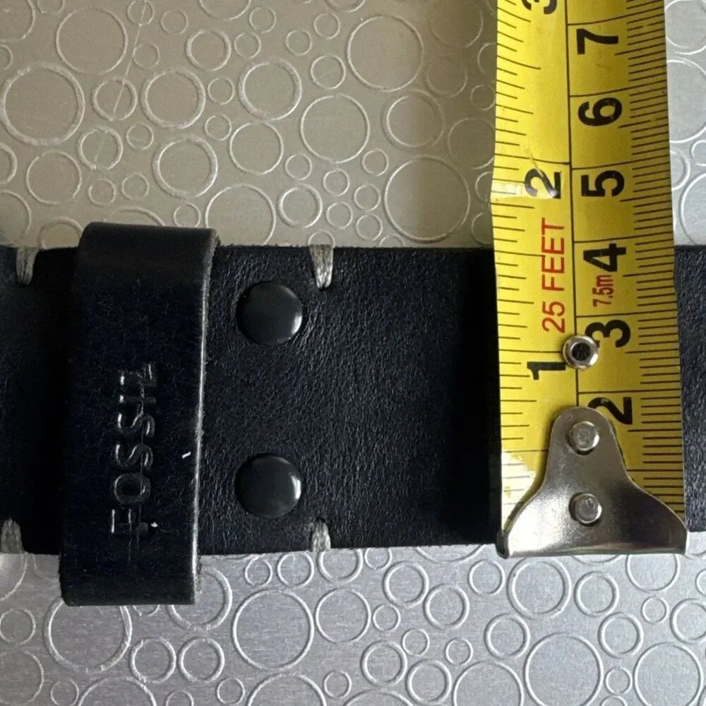 Vintage Fossil Mens Belt 42 Black Retro Classic Leather Gorpcore Unisex Western